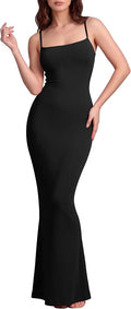 Women's Maxi Bodycon Dress Sexy Spaghetti Strap Sleeveless Tight Slip Long Dresses 2023