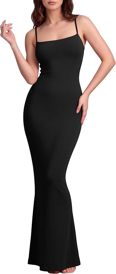Women's Maxi Bodycon Dress Sexy Spaghetti Strap Sleeveless Tight Slip Long Dresses 2023