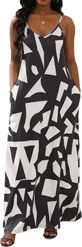 Womens Casual Fashion Sleeveless Plus Size Loose Long Sexy Maxi Dress with Pockets