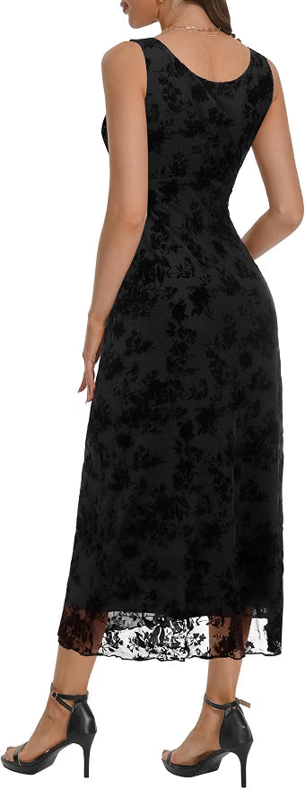 Floral Maxi Dresses for Women Summer Semi Formal Long Mesh Dress