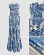 Floral Vacation Dress Halter Tie Ruched Womens Maxi Dress